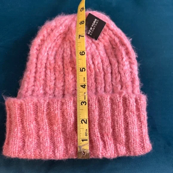 New York Company Pink Chunky Knit Ribbed Beanie‎ Hat Cozy Winter Warm - Picture 5 of 7